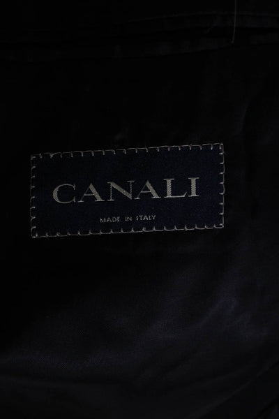 Canali Mens Black Wool Striped Three Button Long Sleeve Blazer Size 54R