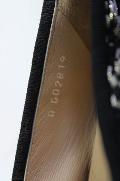 Chanel Womens Woven Cap Toe Logo Slide On Ballet Flats Black Beige Size 39 9