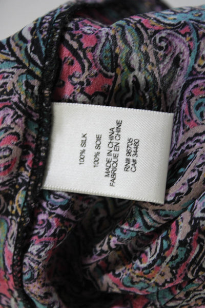 Rebecca Taylor Womens Silk Floral Print V-Neck Short Sleeve Blouse Pink Size 8