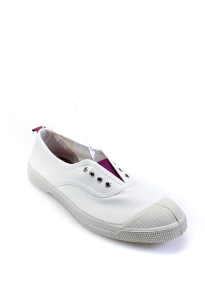 Benson Womens Cap Toe Ribbed Textured Grommet Studded Slip-On Shoes White Size 5