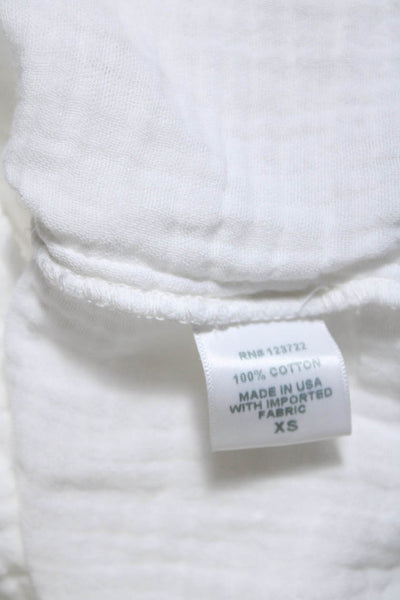 Xirena Womens Cotton Long Sleeve Ruffle Trim Blouse White Size XS