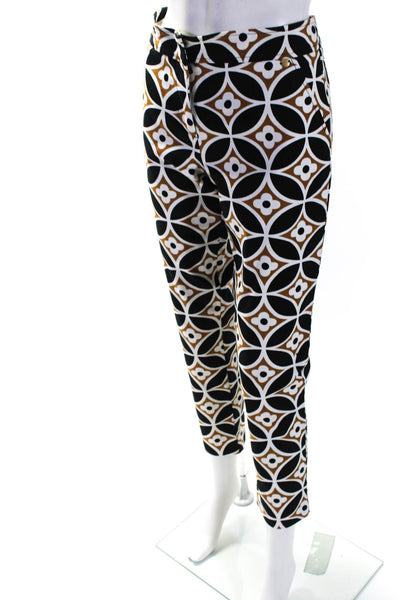 Trina Turk Womens Geometric Floral Print Hook & Eye Tapered Pants Brown Size 6