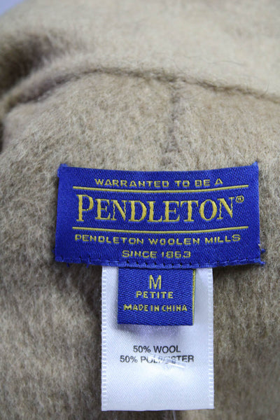 Pendleton Womens Fleece Lined Herringbone Button Up Jacket Black Wool Size MP