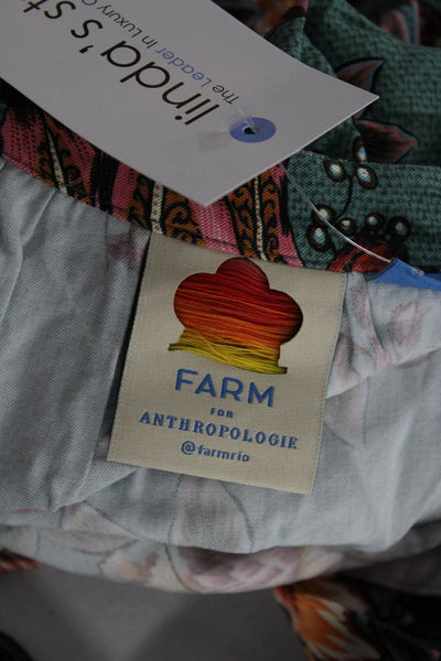Farm Rio Womens Long Sleeve V Neck Floral Print Blouse Green Size S