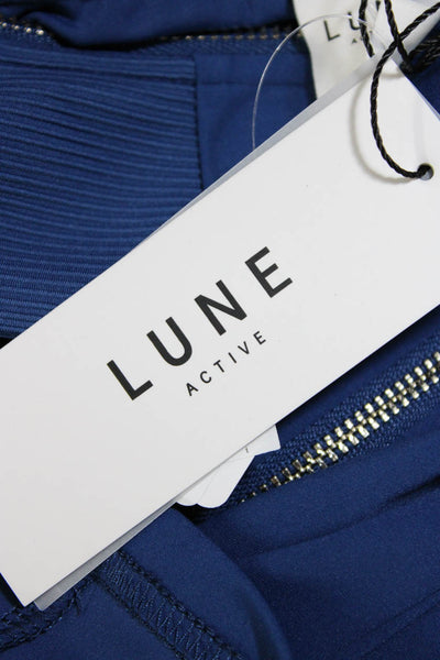 Lune Womens River Lift Slim Fit Mock Neck Full Zip Jacket Blue Size Extra Small