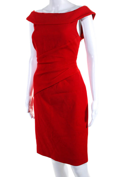 Karen Millen Women's Scoop Neck Sleeveless A-Line Midi Dress Red Size 8