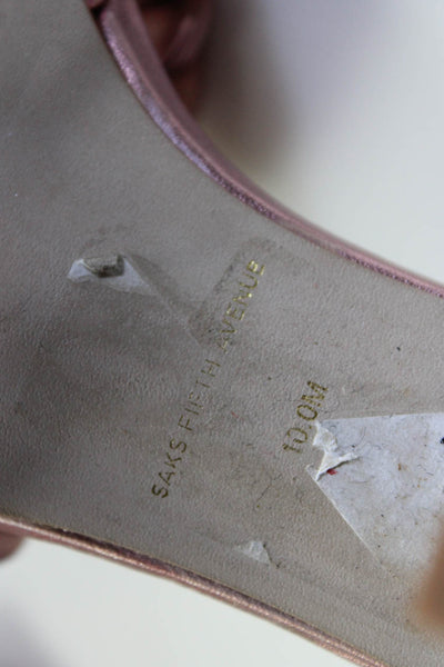 Saks Fifth Avenue Women's Braided Cone Heels Pink Metallic Sandals Size 7