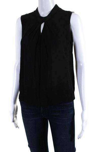 Rebecca Taylor Womens Silk Knotted Keyhole Sleeveless Blouse Black Size 0