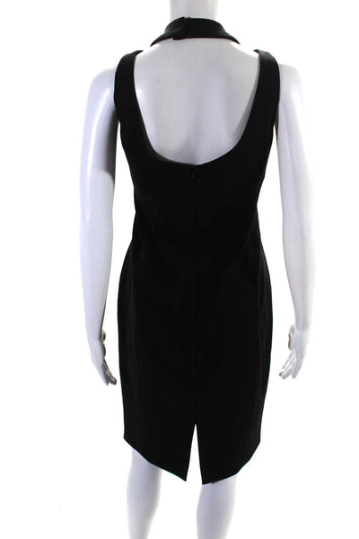 Michael Kors Womens V Neck Sleeveless Midi Sheath Dress Black Wool Size 10