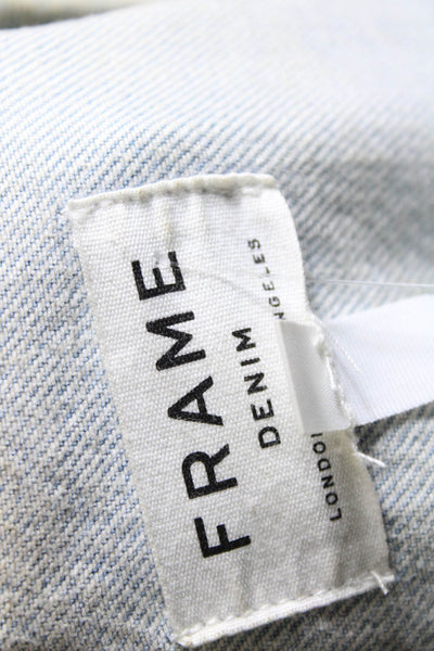 Frame Womens Blue Light Wash Distress Long Sleeve Denim Jacket Size S