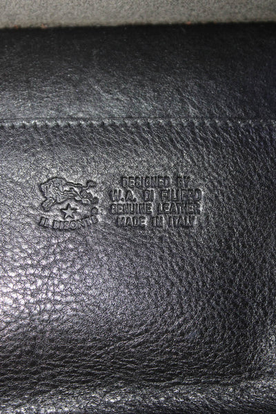 Il Bisonte Womens Mini Zip Top Leather Crossbody Handbag Black