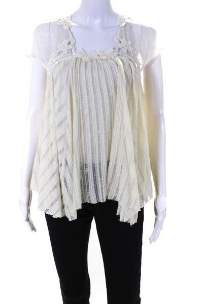 FP One by Free People Womens Sleeveless Pullover Blouse White Size Small