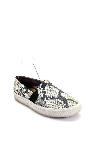 Vince Womens Snakeskin Printed Slip On Low Top Sneakers White Size 7M