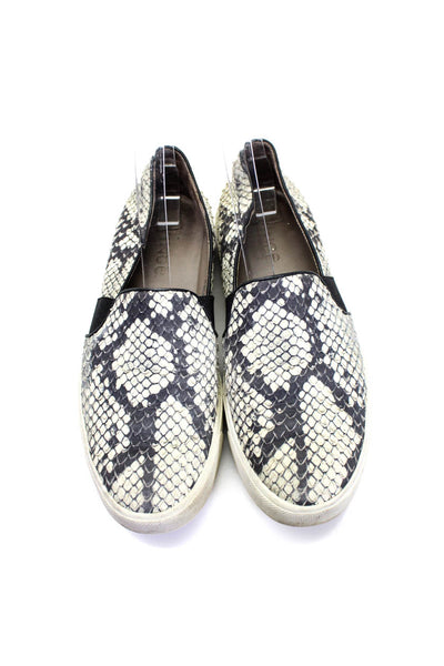 Vince Womens Snakeskin Printed Slip On Low Top Sneakers White Size 7M