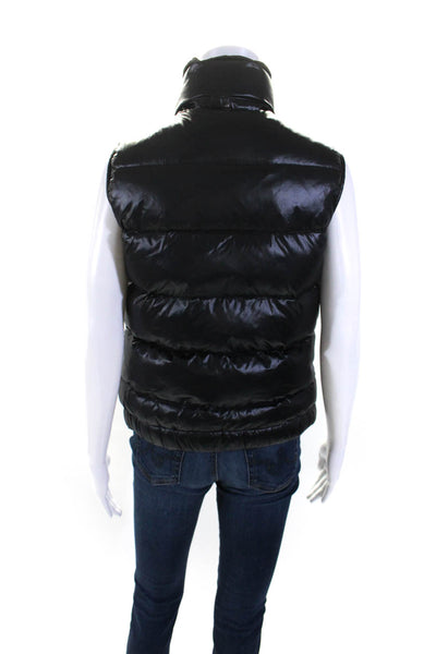 Vince Womens Collared Zipped Sleeveless Snap Buttoned Puffer Vest Black Size S