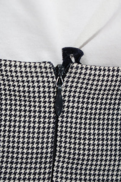 Escada Margaretha Ley Womens Wool Houndstooth Zipped Skirt White Size EUR34