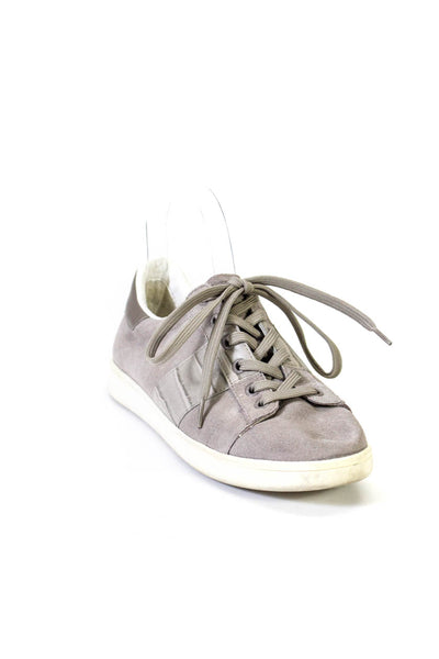 Sam Edelman Womens Suede Striped Lace-Up Tied Round Toe Sneakers Gray Size 6.5