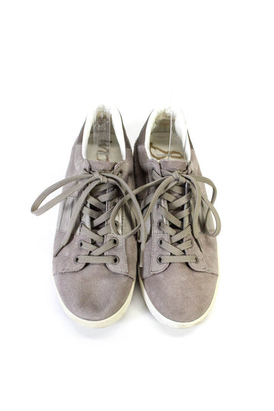Sam Edelman Womens Suede Striped Lace-Up Tied Round Toe Sneakers Gray Size 6.5