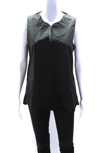 M2057 Women's Scallop Neck Sleeveless Dressy Blouse Black Size M