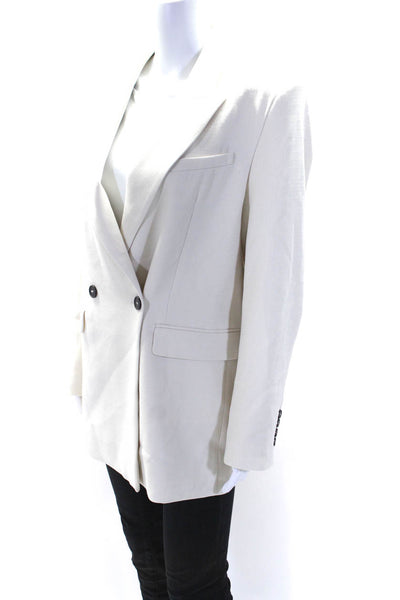 IRO Women's Collared Long Sleeves Double Breast Lined Blazer Beige Size 36