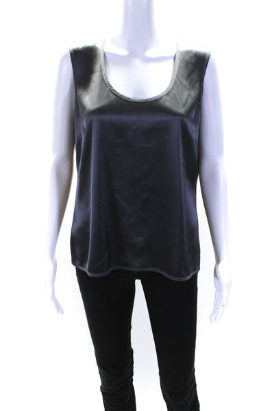 St. John Women's Scoop Neck Sleeveless Tank Top Blouse Gray Size 10