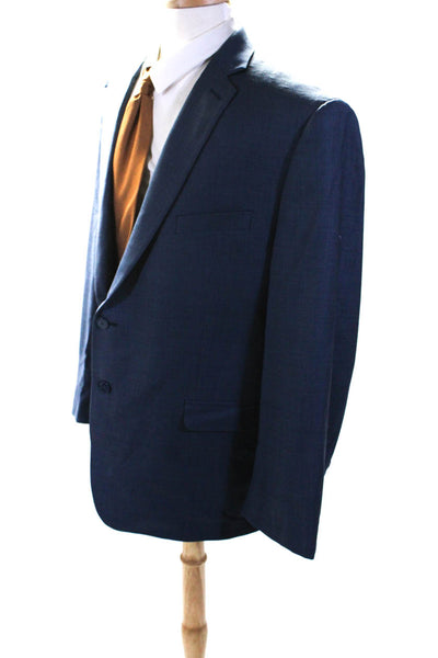 Calvin Klein Mens Wool Notched Collar 2 Button Blazer Jacket Navy Blue Size 46R