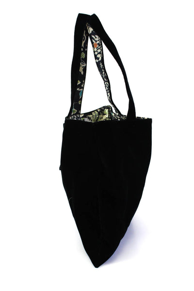 Cherry Womens Double Handle Center Logo Open Tote Handbag Velvet Black Medium