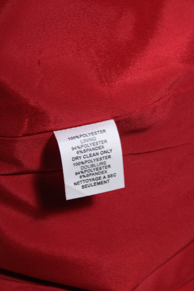 Trina Turk Womens Ruffled Round Neck Sleeveless Zipped A-Line Dress Red Size 8