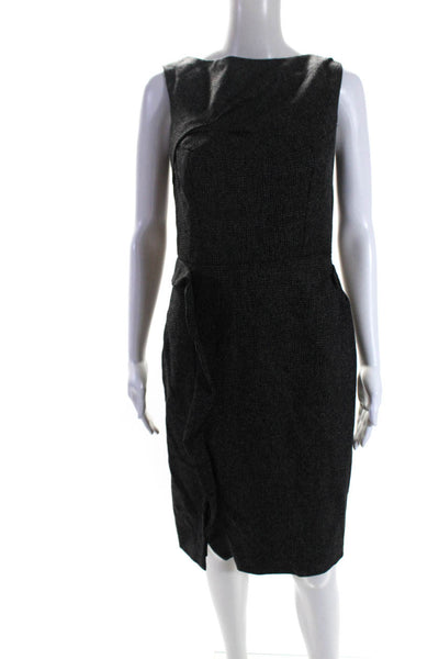 Valentino Womens Dark Brown Wool Crew Neck Zip Back Sleeveless Shift Dress Size6