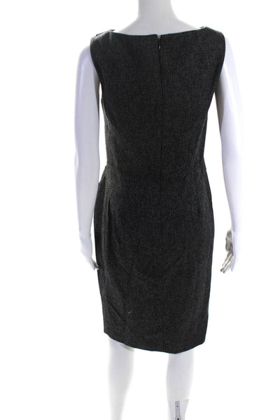 Valentino Womens Dark Brown Wool Crew Neck Zip Back Sleeveless Shift Dress Size6