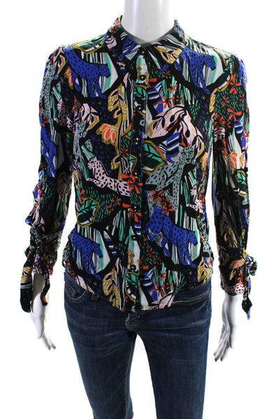 Anthropologie Womens Abstract Long Sleeve Button Up Blouse Top Multicolor 00P