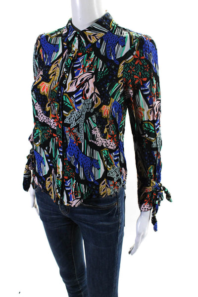 Anthropologie Womens Abstract Long Sleeve Button Up Blouse Top Multicolor 00P