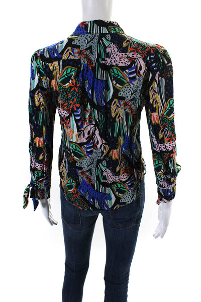 Anthropologie Womens Abstract Long Sleeve Button Up Blouse Top Multicolor 00P