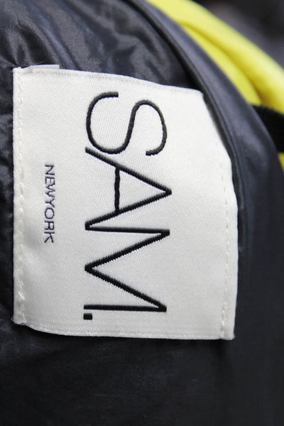 SAM. Womens Full Zipper Hooded Puffer Jacket Yellow Black Size Small