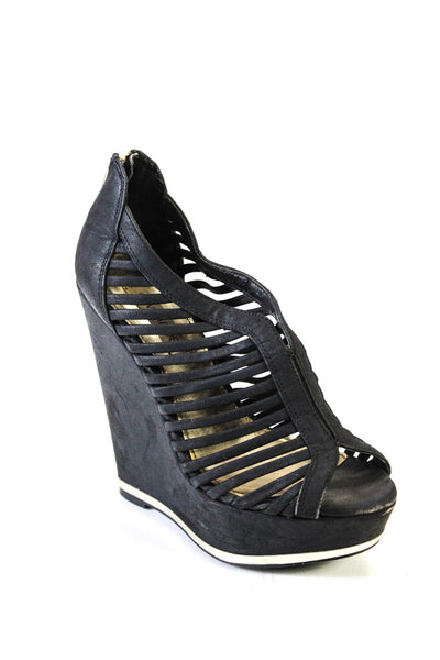 Steve Madden Womens Caged Platform High Wedge Sandals Black Size 7 Medium
