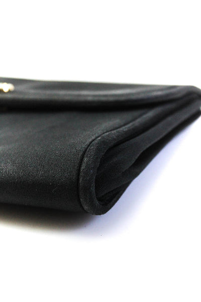 Gucci Womens Vintage Satin GG Flap Pouch Wallet Clutch Handbag Black