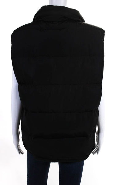 Michael Kors Womens Black Mock Neck Full Zip Sleeveless Vest Jacket Size L