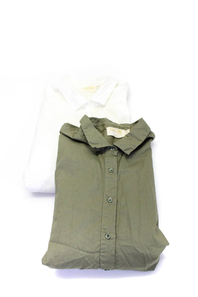 Nation LTD Women's Round Neck 3/4 Sleeves Button Down Shirt Green Size XS Lot 2