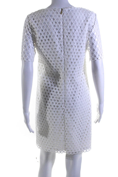 Trina Turk Womens Circle Lace Short Sleeve V-Neck Shift Dress White Size 2