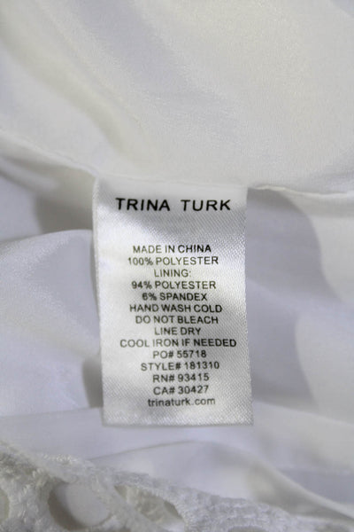 Trina Turk Womens Circle Lace Short Sleeve V-Neck Shift Dress White Size 2