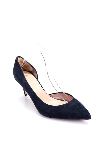 J Crew Womens Suede Pointed Toe Slip On Heels Pumps Navy Size 10.5