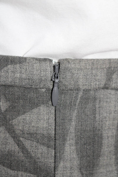 Michael Kors Collection Womens Fern Print Draped Midi Skirt Gray Wool Size 8