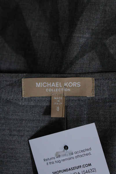 Michael Kors Collection Womens Fern Print Draped Midi Skirt Gray Wool Size 8