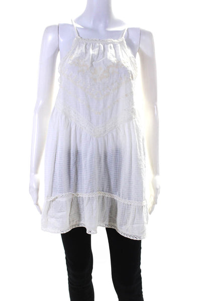 FP One by Free People Womens Sleeveless Square Neck Blouse Linen White Small