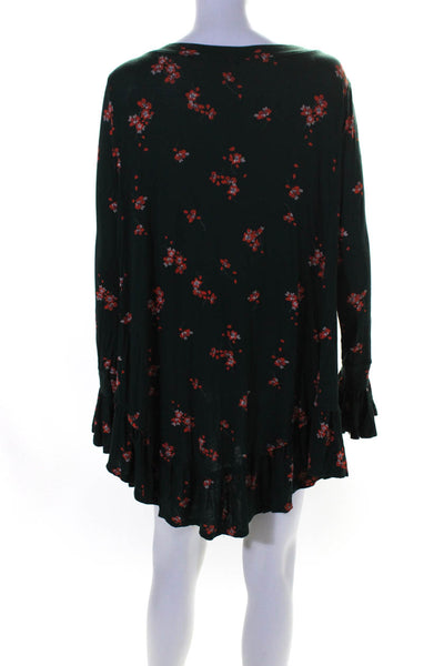 FP One by Free People Womens Long Sleeve Floral Print Dress Green Size Xs