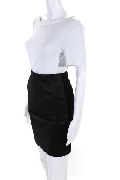 Vince Womens Back Zip Pencil Skirt Faux Leather Black Size Small