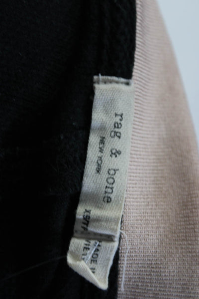 Rag & Bone Womens Collared Short Sleeve Knit Polo Black Pink Size XS