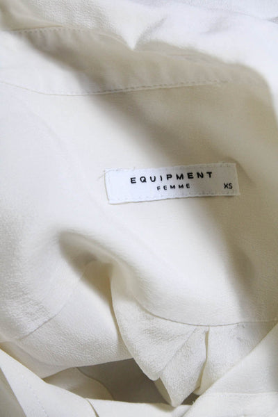 Equipment Femme Womens Silk Long Sleeve Button Down Blouse Cream Size XS