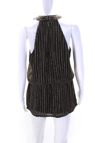 Parker Womens Black Brown Beaded Halter Peep Chest Sleeveless Shift Dress SizeXS