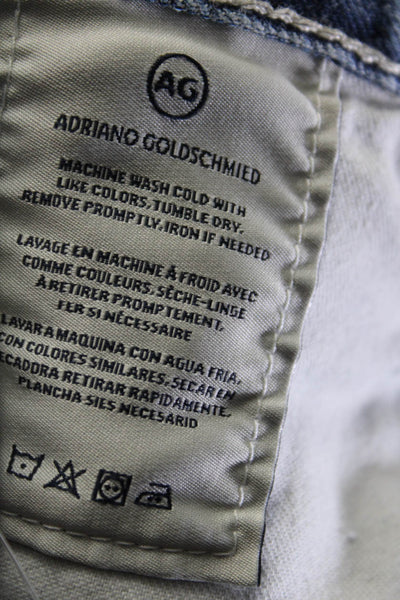 AG Adriano Goldschmied Womens Cotton Sadie Distress Mini Shorts Blue Size EUR28